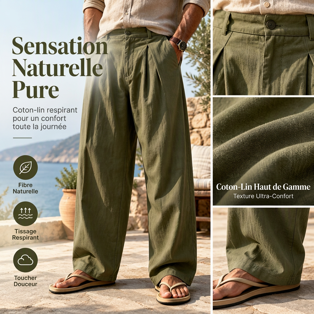 Pantalon décontracté respirant à jambe large pour homme