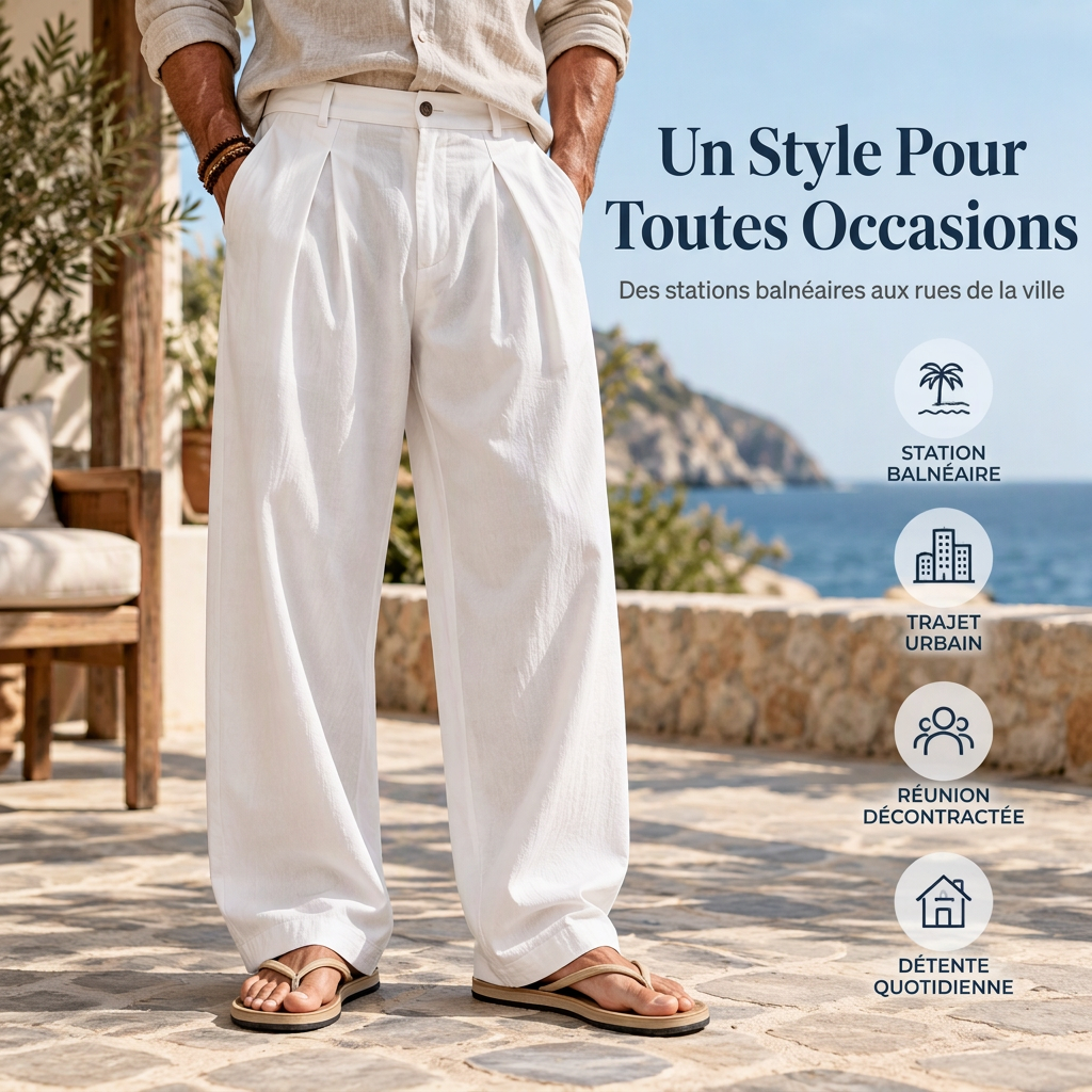 Pantalon décontracté respirant à jambe large pour homme