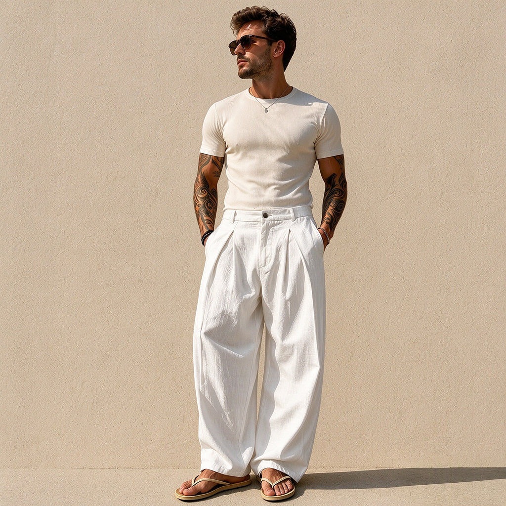 Pantalon décontracté respirant à jambe large pour homme