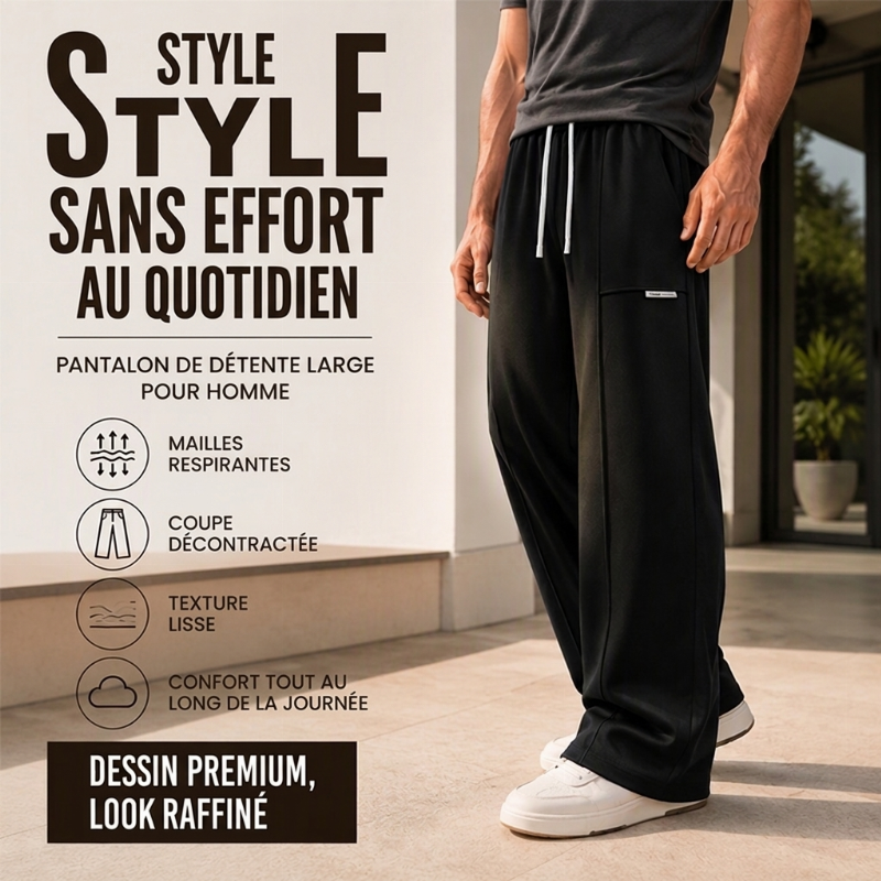 Pantalon de sport ample et décontracté pour homme à jambe large