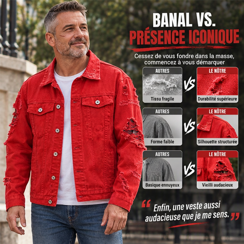 Veste en jean décontractée et polyvalente pour homme