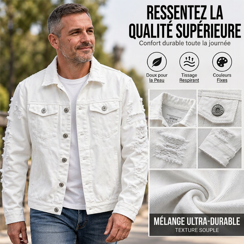 Veste en jean décontractée et polyvalente pour homme