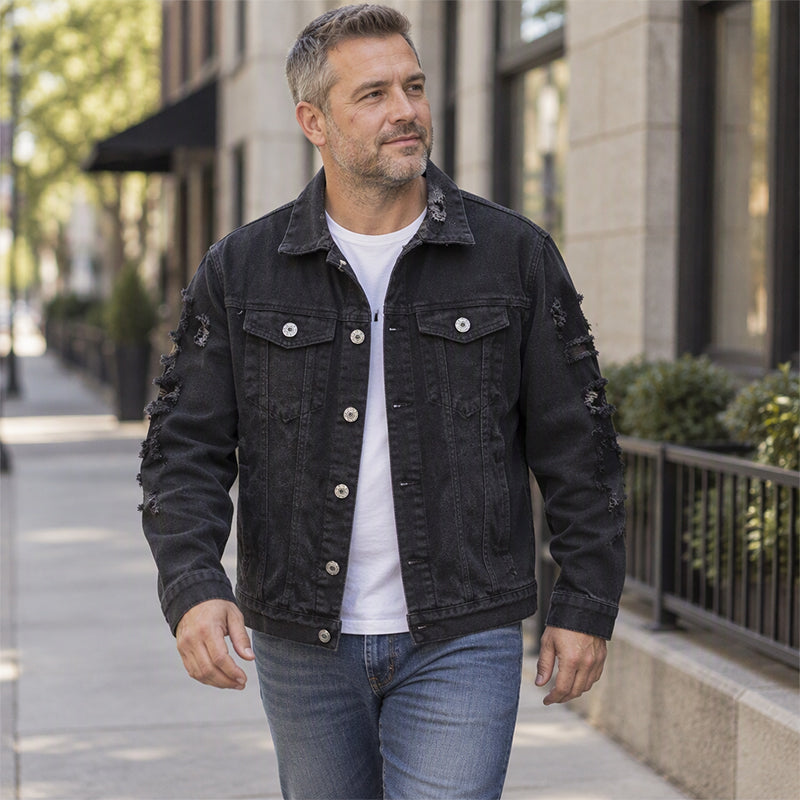 Veste en jean décontractée et polyvalente pour homme
