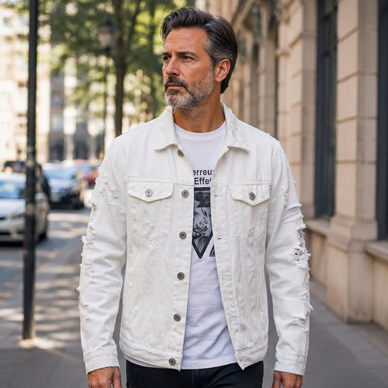 Veste en jean décontractée et polyvalente pour homme
