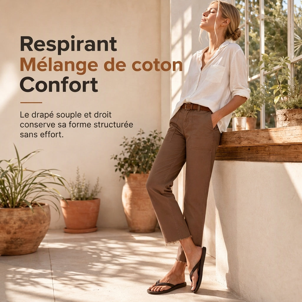 Pantalons décontractés utilitaires courts pour femmes avec ourlet effiloché et grandes poches plaquées