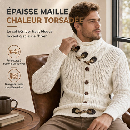 Pull en maille col roulé pour homme avec boutons