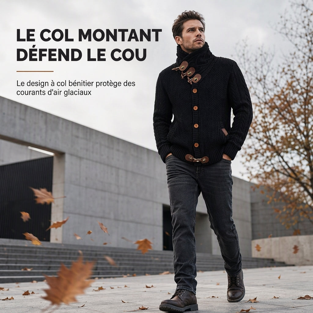 Pull en maille col roulé pour homme avec boutons