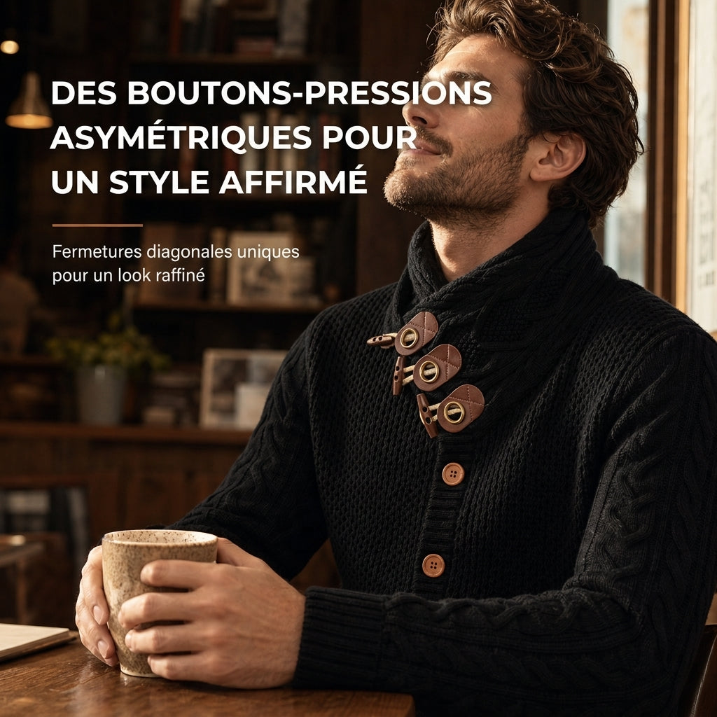 Pull en maille col roulé pour homme avec boutons
