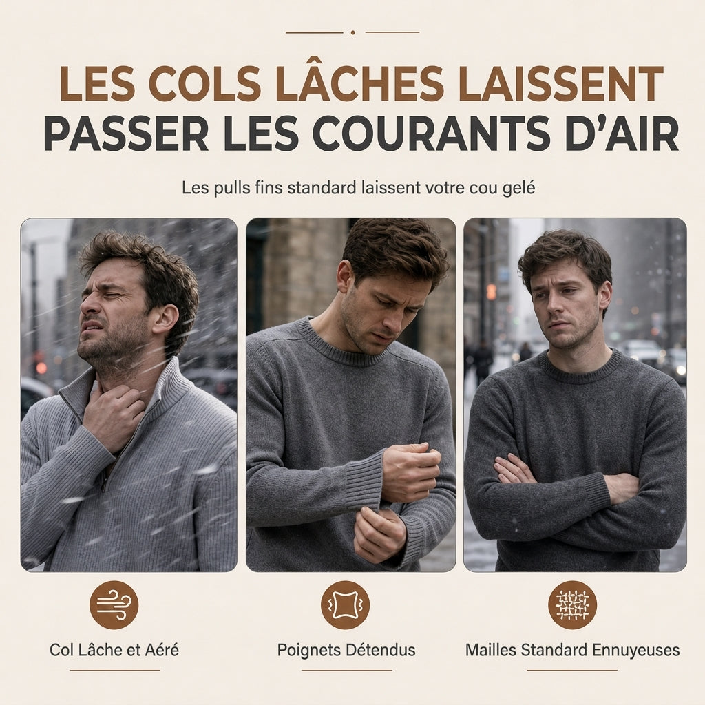 Pull en maille col roulé pour homme avec boutons