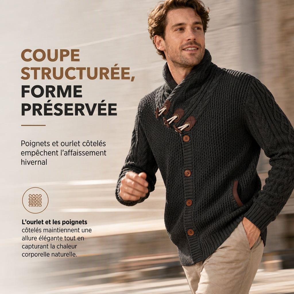 Pull en maille col roulé pour homme avec boutons