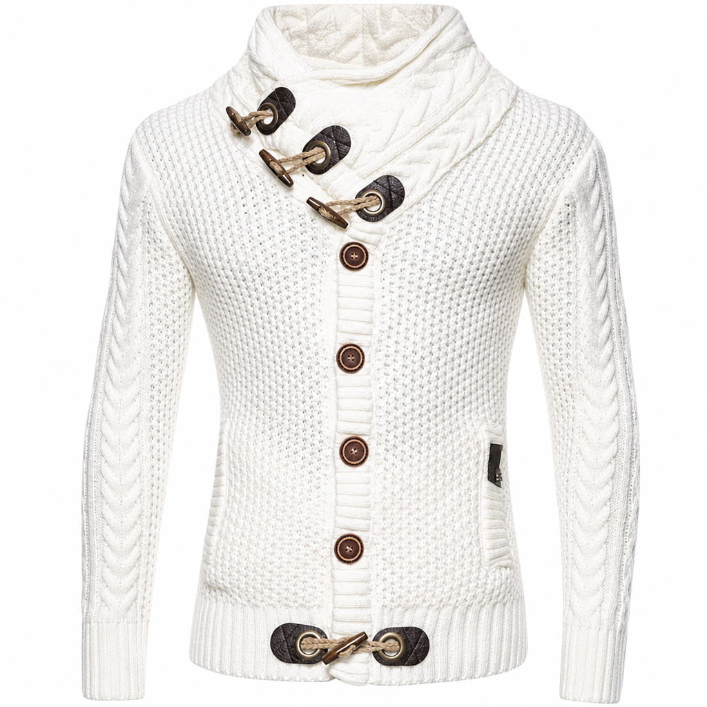Pull en maille col roulé pour homme avec boutons