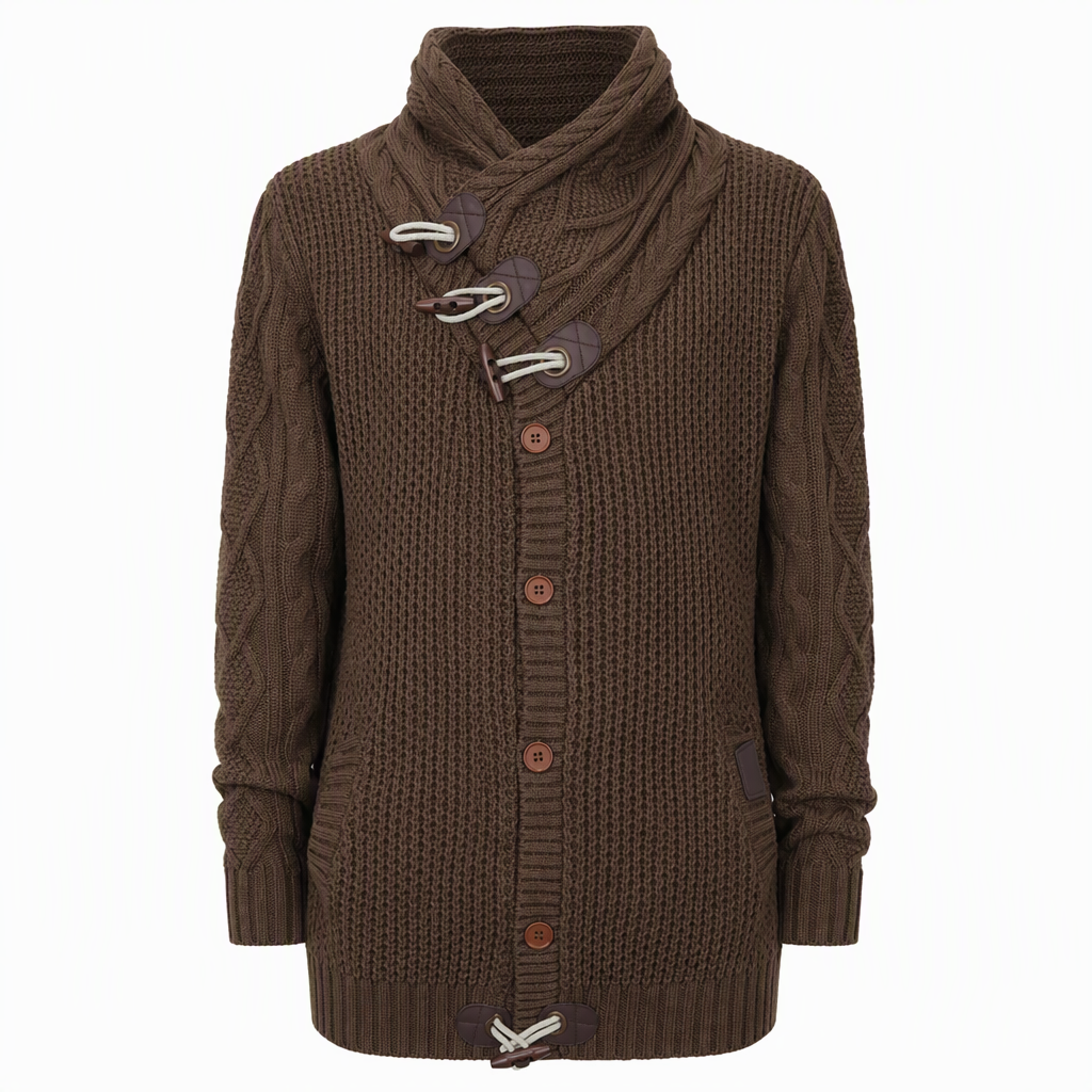 Pull en maille col roulé pour homme avec boutons