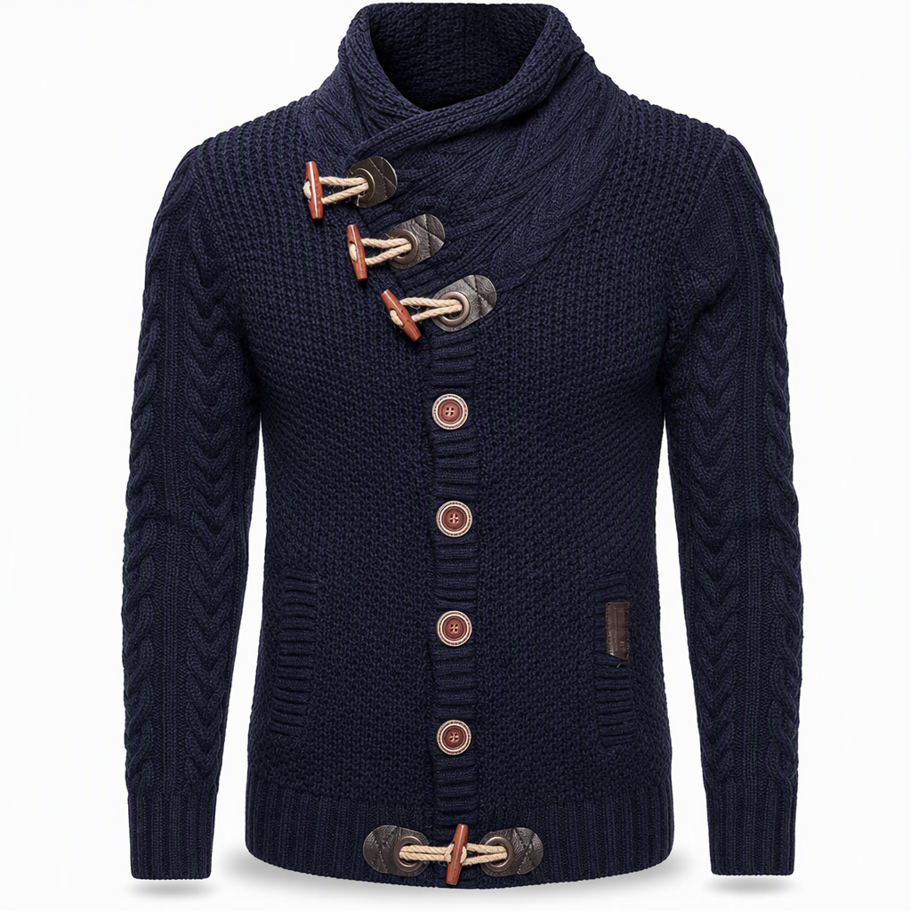 Pull en maille col roulé pour homme avec boutons