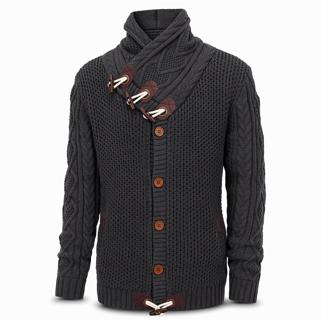 Pull en maille col roulé pour homme avec boutons