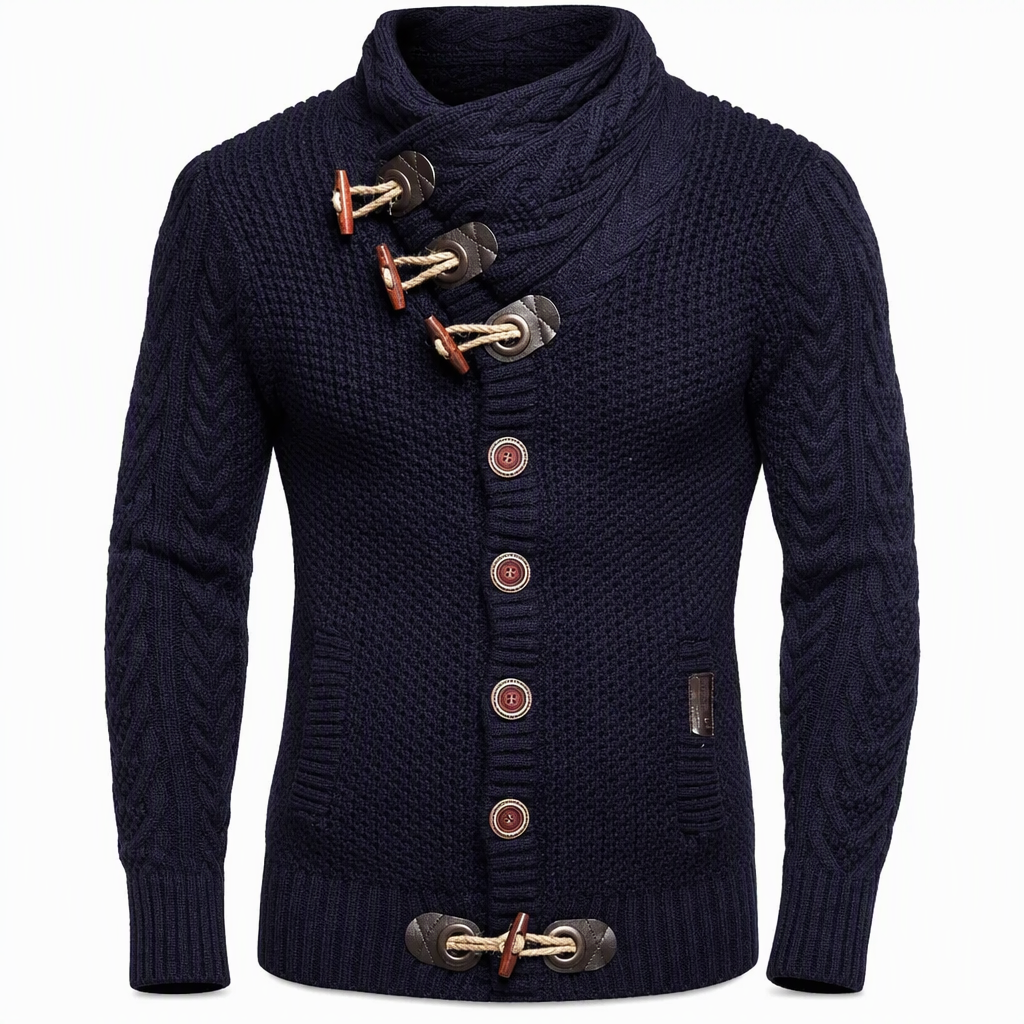 Pull en maille col roulé pour homme avec boutons