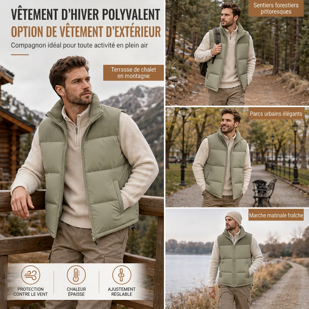 Gilet matelassé d’hiver épais et unisexe, coupe ample, rembourré de coton et assemblé, pour hommes et femmes