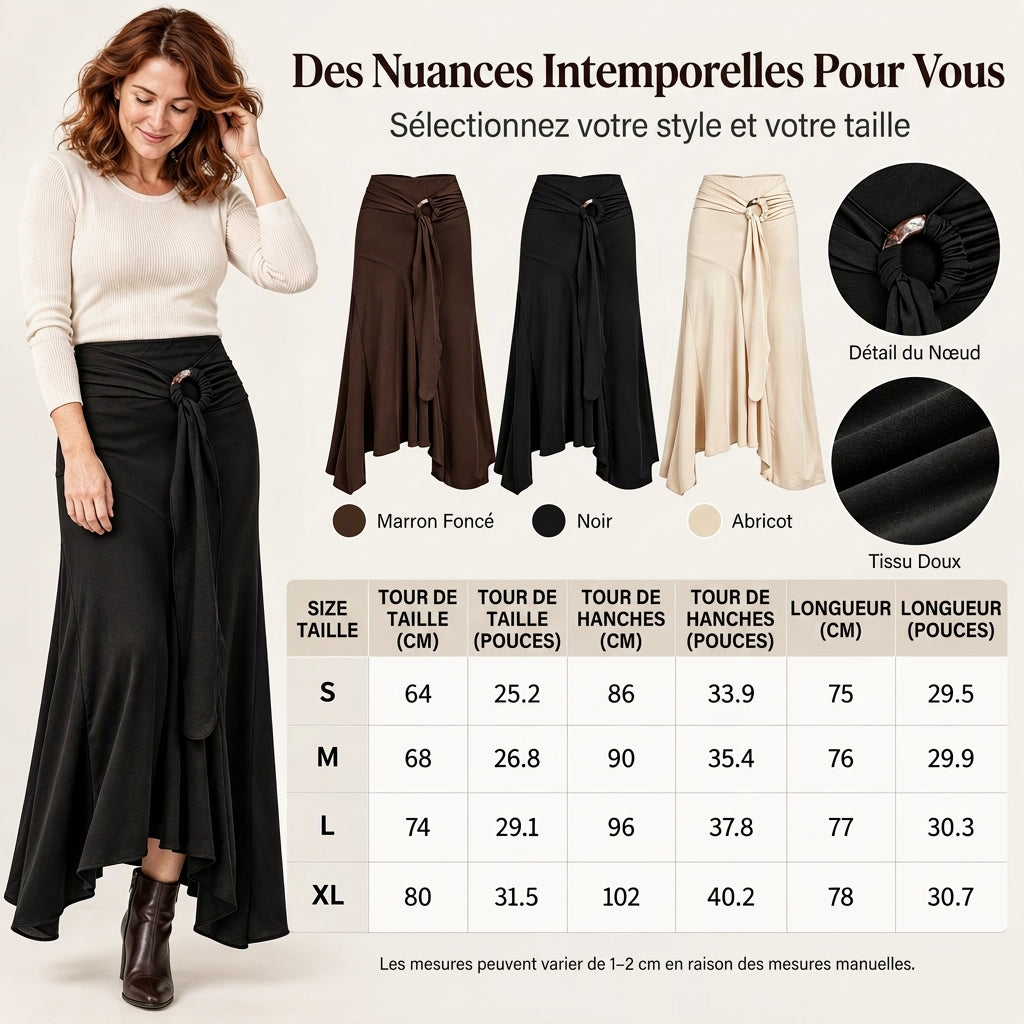 Jupe midi fendue avec anneau O et lien de serrage pour femme