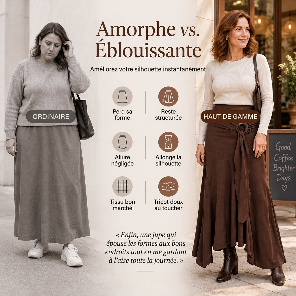 Jupe midi fendue avec anneau O et lien de serrage pour femme
