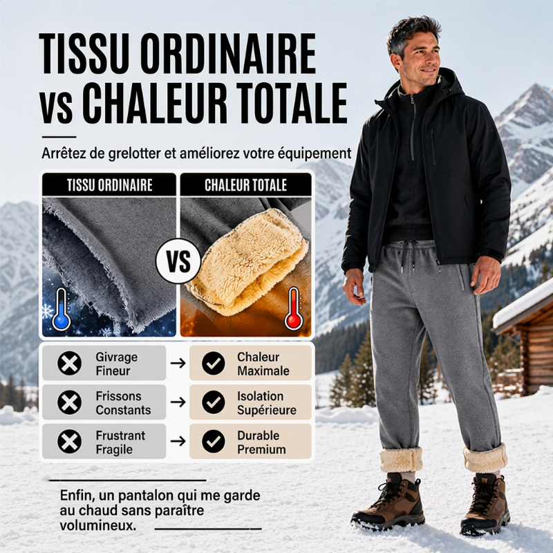Pantalon de survêtement chaud d'hiver pour homme