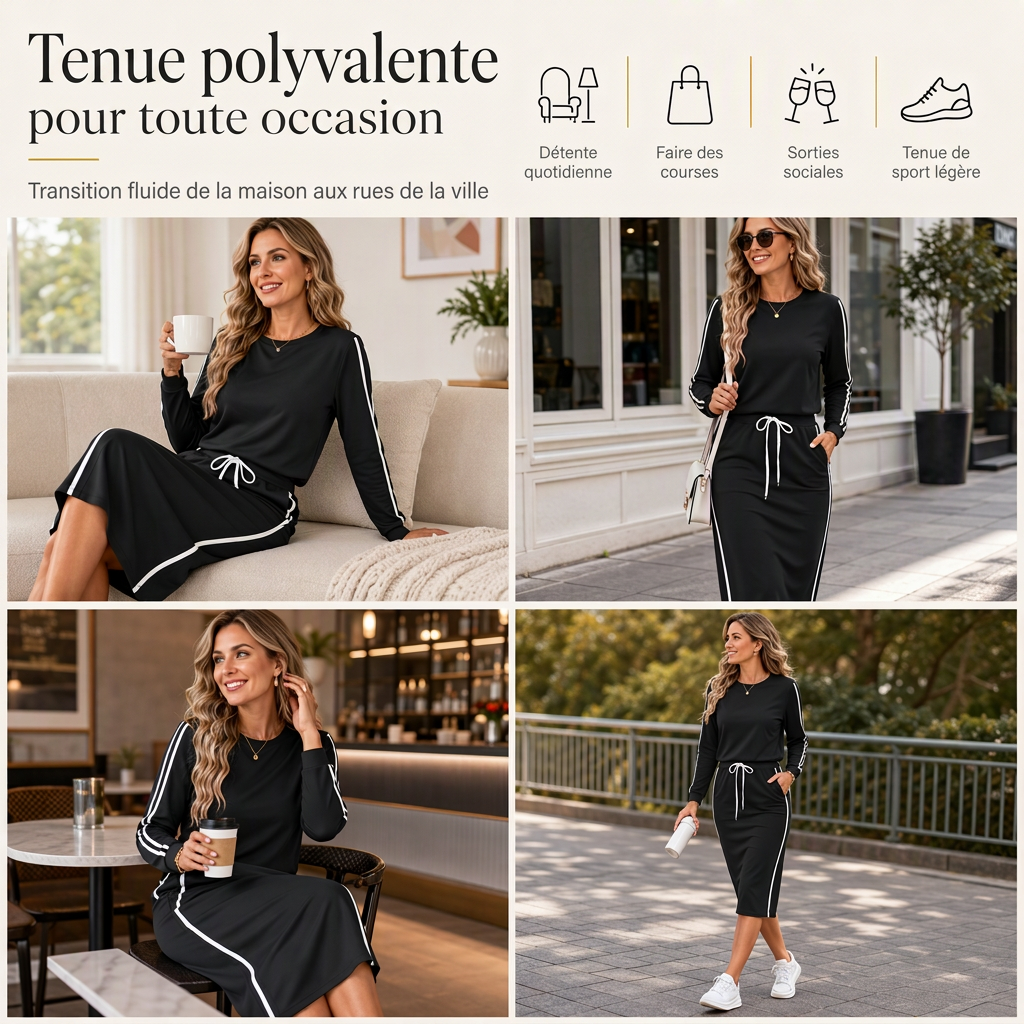 Pull à manches longues et col rond pour femme, Haut décontracté à motif patchwork de couleur unie pour l'automne et l'hiver
