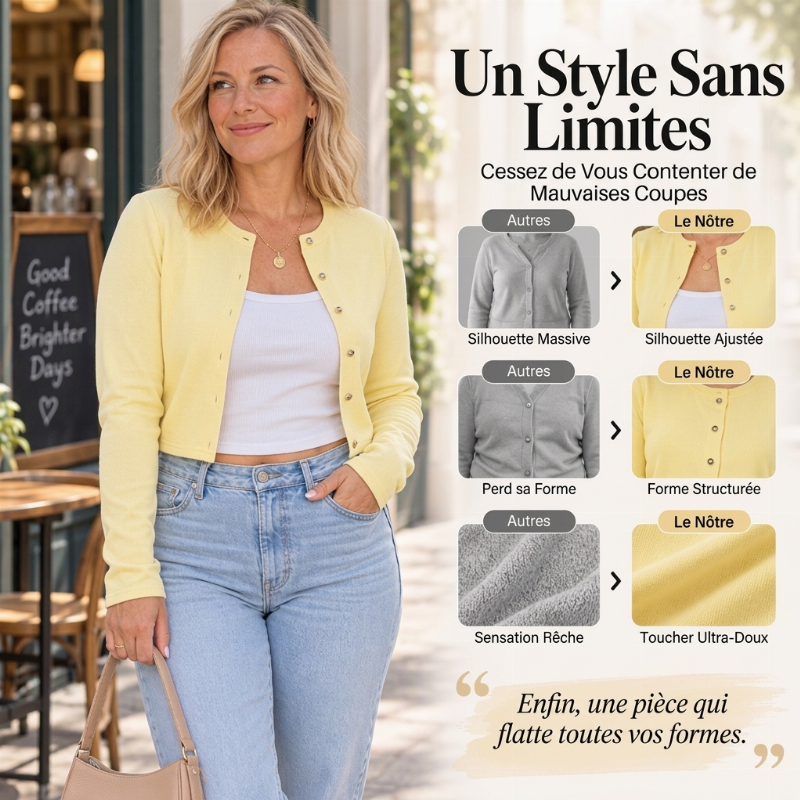 Cardigan en maille à boutons pour femme, manches longues