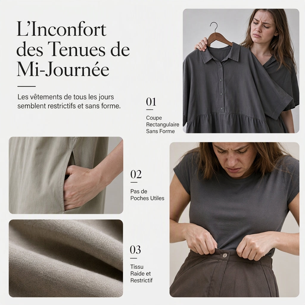 Robe chemise élégante en coton et lin à couleur unie pour femme, avec col rabattu, taille élastique et ourlet évasé