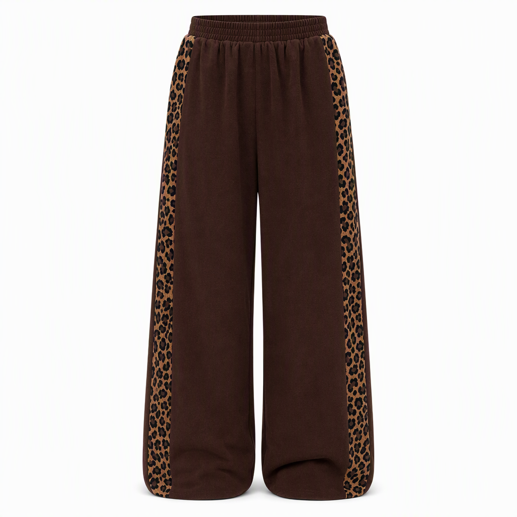 Pantalon de sport décontracté pour femme, à jambes larges, avec taille élastiquée et couleur contrastée