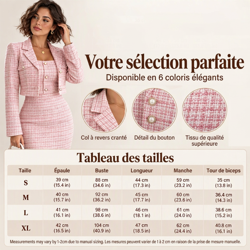 Ensemble femme veste courte élégante et robe ajustée