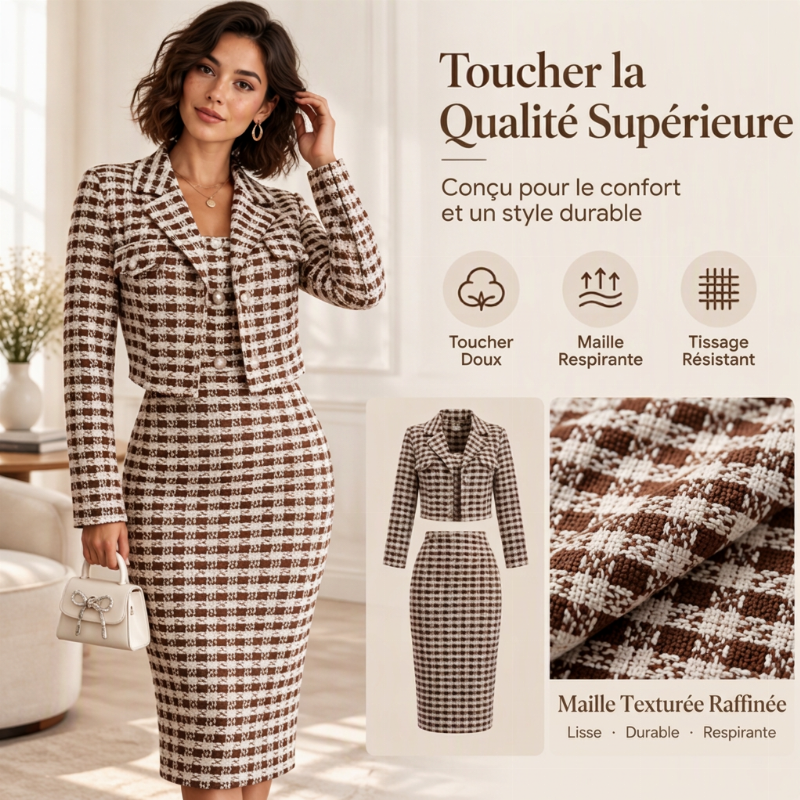 Ensemble femme veste courte élégante et robe ajustée