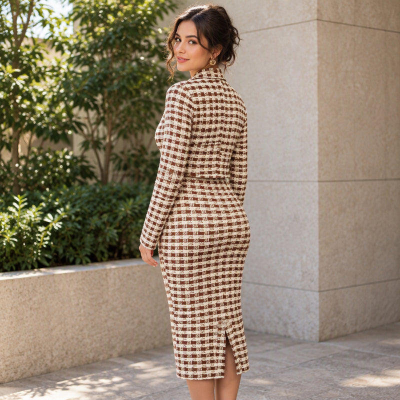 Ensemble femme veste courte élégante et robe ajustée
