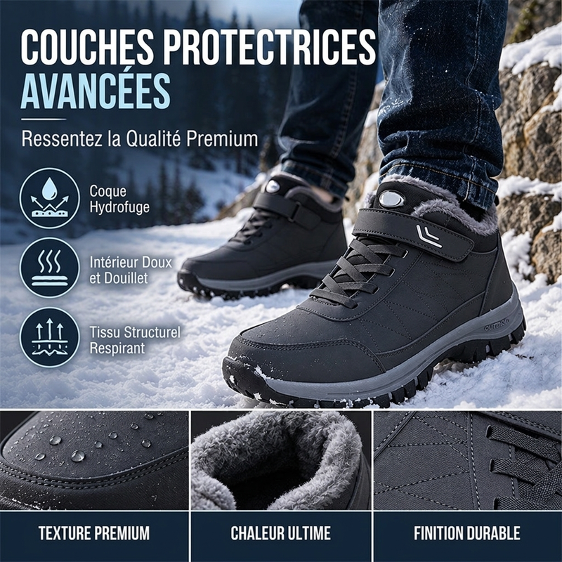 ⏳Liquidation totale⏳Bottes de neige d'hiver pour hommes avec doublure en peluche