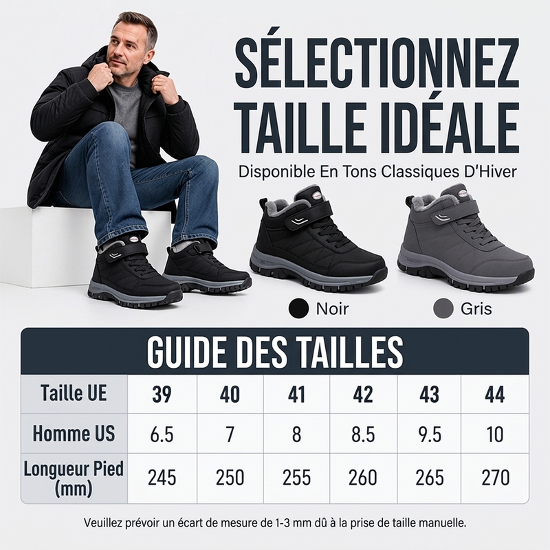 ⏳Liquidation totale⏳Bottes de neige d'hiver pour hommes avec doublure en peluche