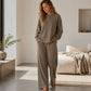 Ensemble 2 pièces pour femme : haut coupe décontractée et pantalon jambe large