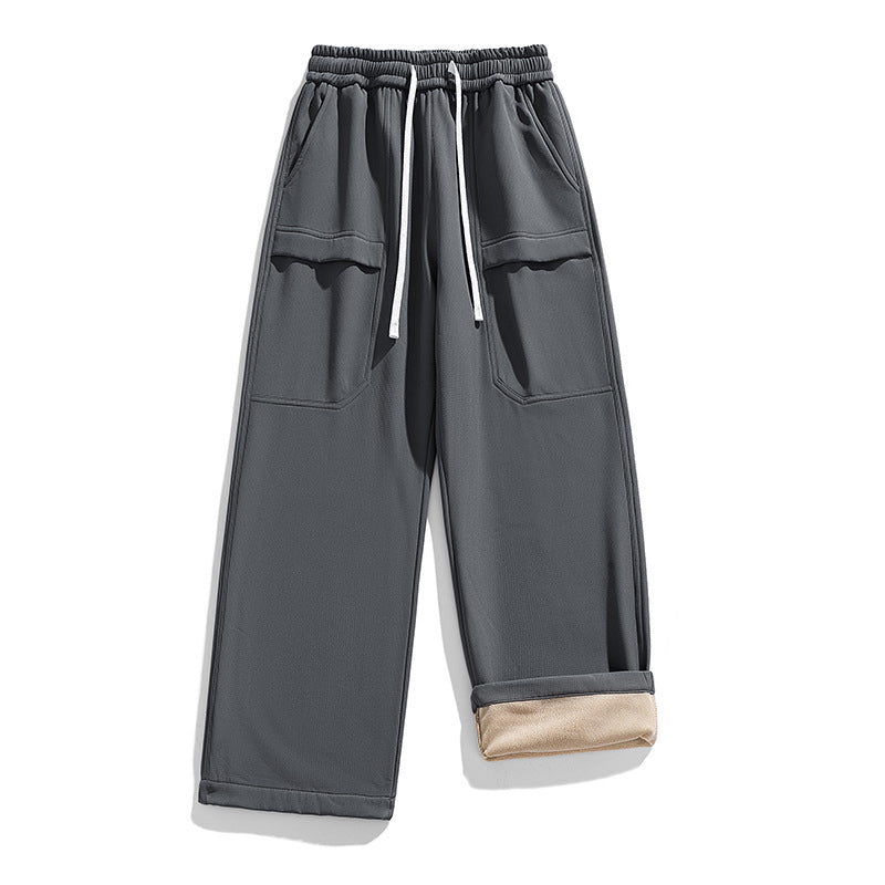 Pantalon cargo déperlant pour homme, doublure en peluche