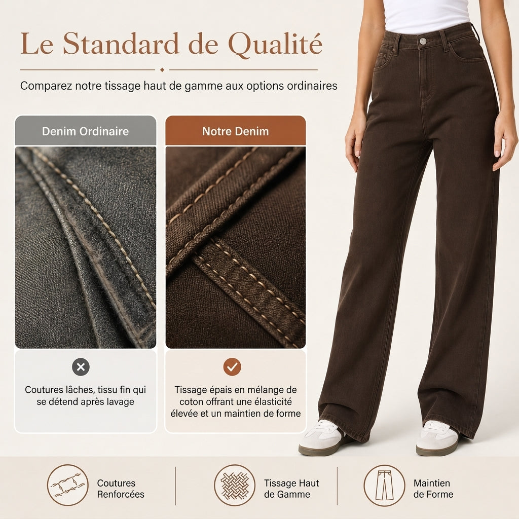 Jeans en denim à coupe ample et jambe droite pour femmes