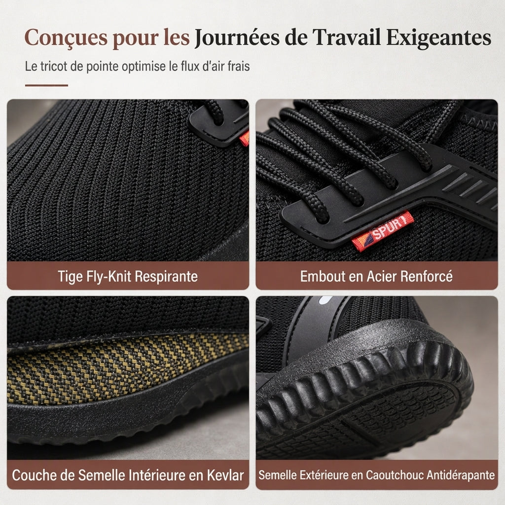 Chaussures de sécurité à embout acier pour homme, Bottines de travail respirantes légères, Chaussures de protection résistantes à la perforation