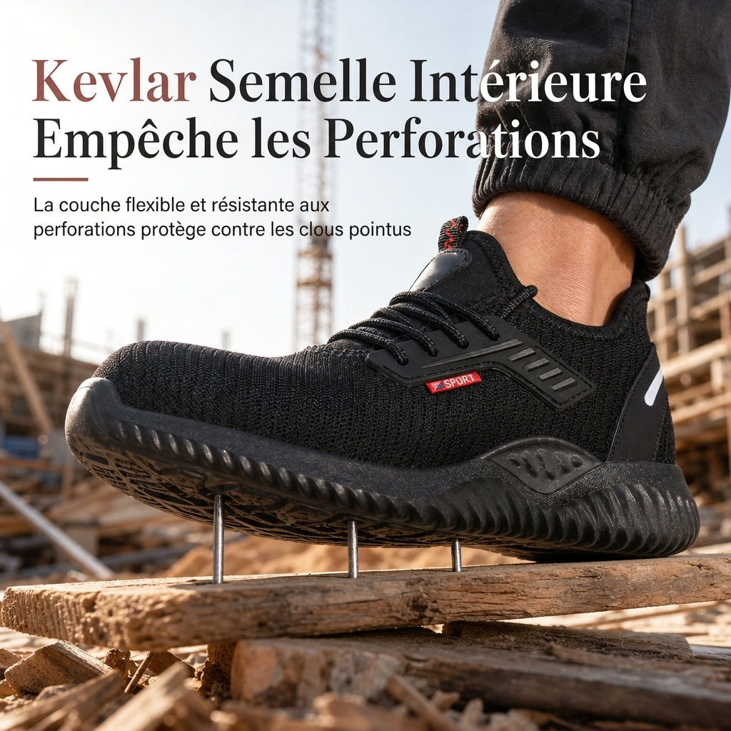 Chaussures de sécurité à embout acier pour homme, Bottines de travail respirantes légères, Chaussures de protection résistantes à la perforation
