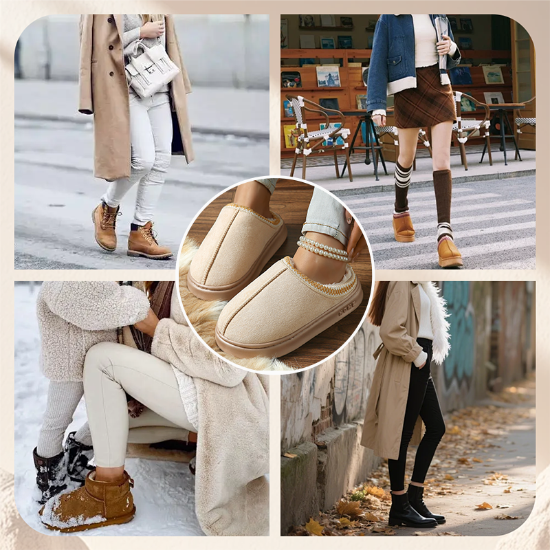 Chaussons maison pour femme à semelle épaisse et doublure pelucheuse