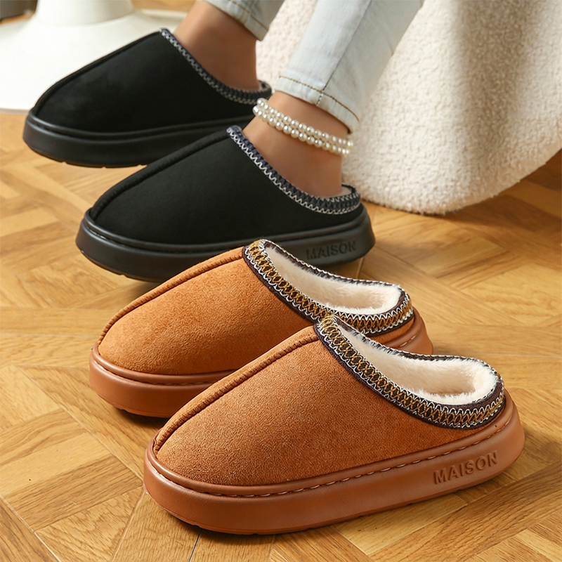 Chaussons maison pour femme à semelle épaisse et doublure pelucheuse
