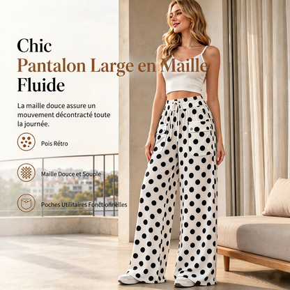 Pantalon large à pois décontracté pour femme