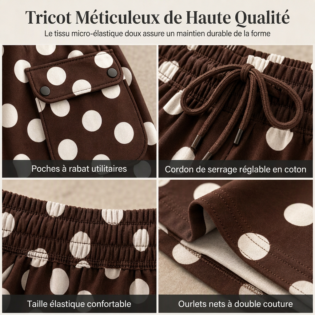 Pantalon large à pois décontracté pour femme