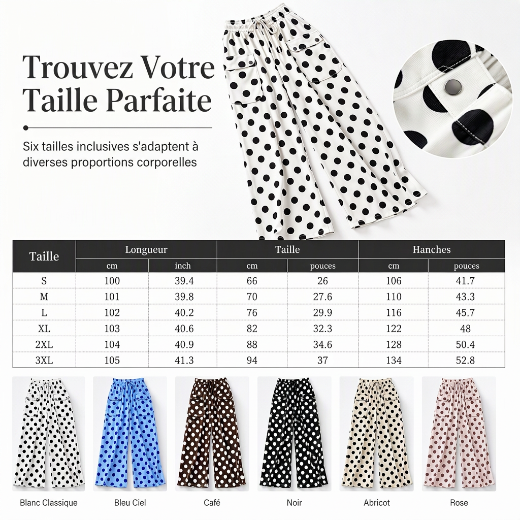 Pantalon large à pois décontracté pour femme