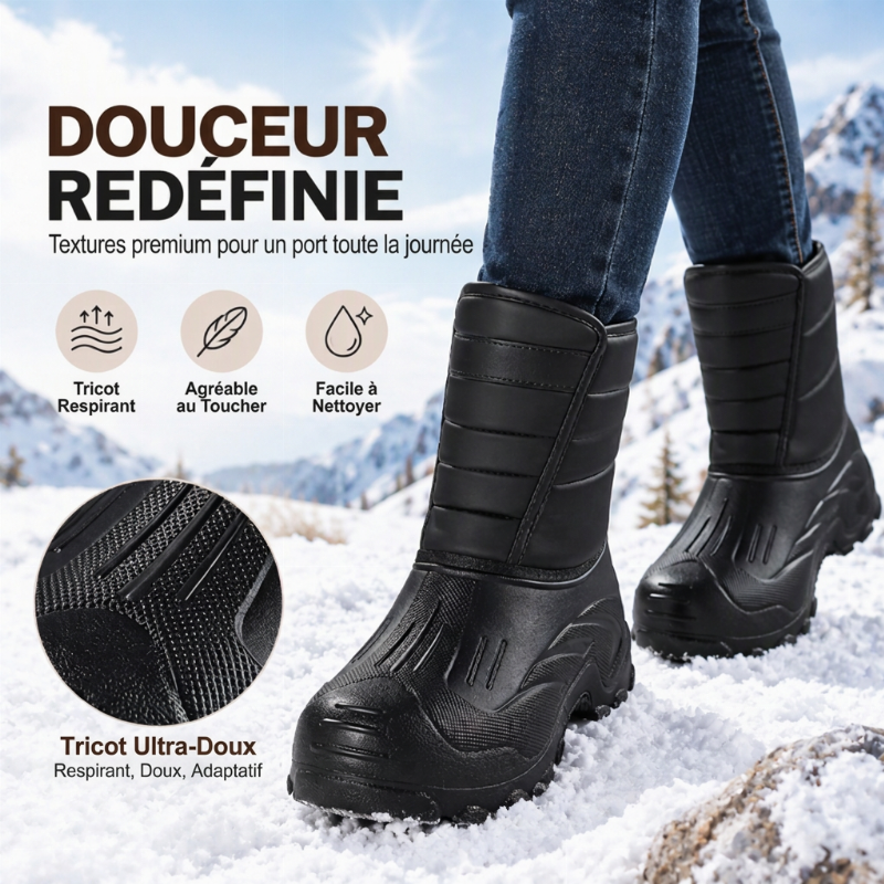 Bottes de neige imperméables unisexes à doublure pelucheuse
