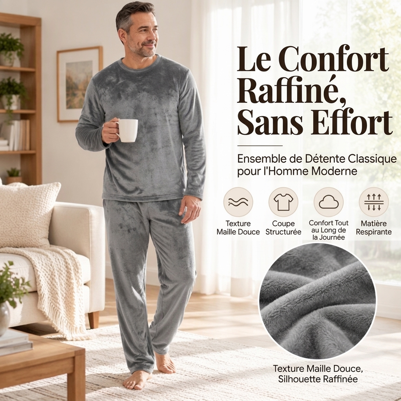Ensemble Pyjama Velours Thermique Confortable pour Homme