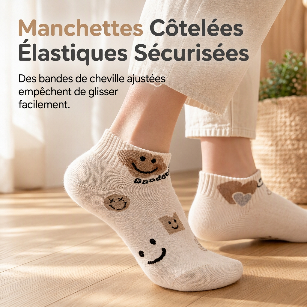 Chaussettes courtes mignonnes pour femmes, respirantes, fines et basses, absorbantes, antidérapantes