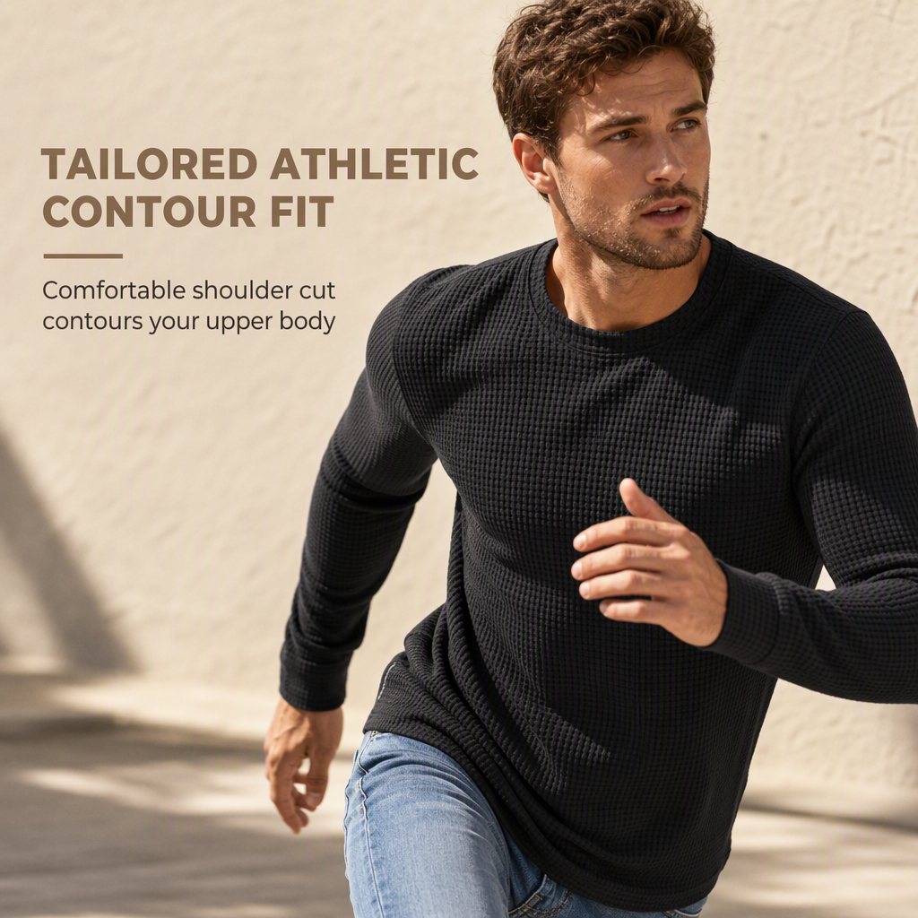 Sweat-shirt décontracté pour homme, coupe ajustée, col rond et manches longues