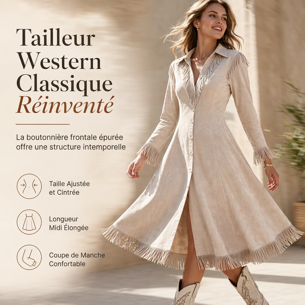 Robe à franges vintage à manches longues pour femmes