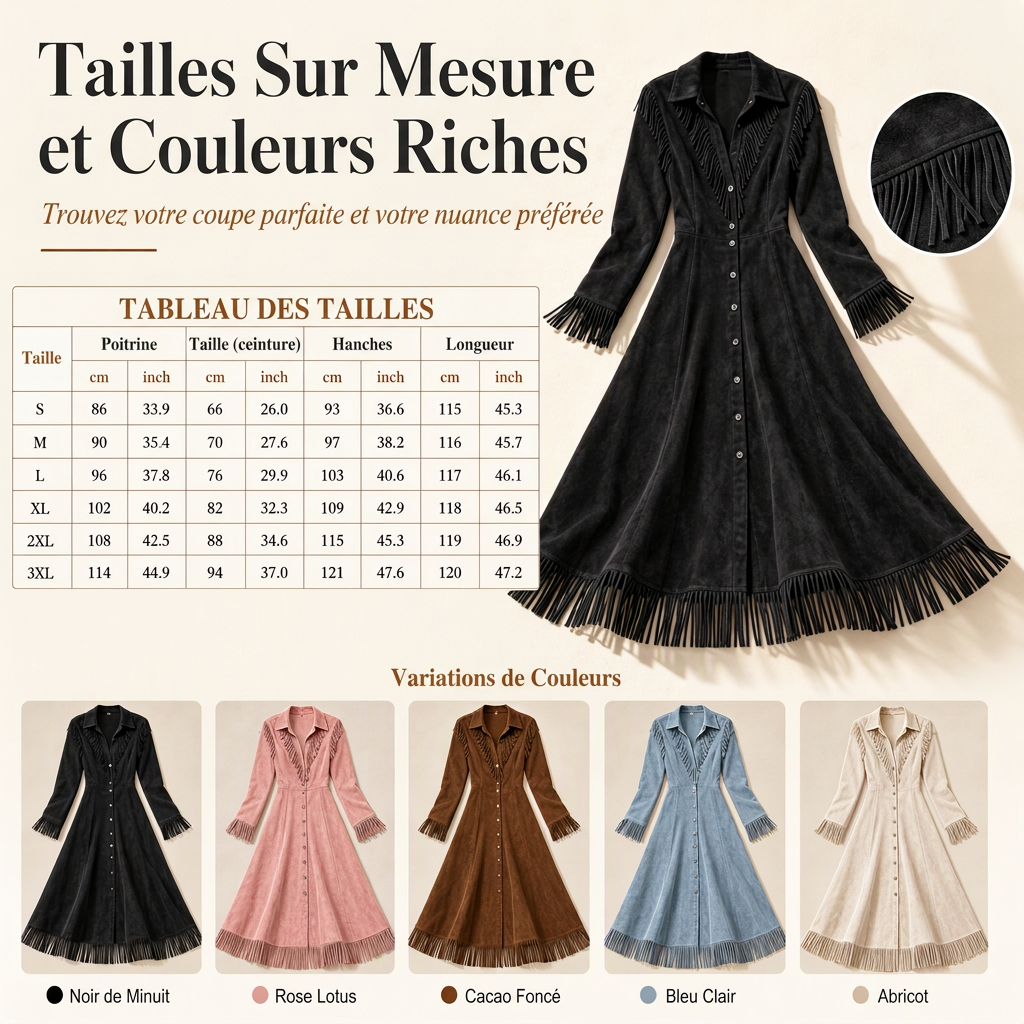 Robe à franges vintage à manches longues pour femmes