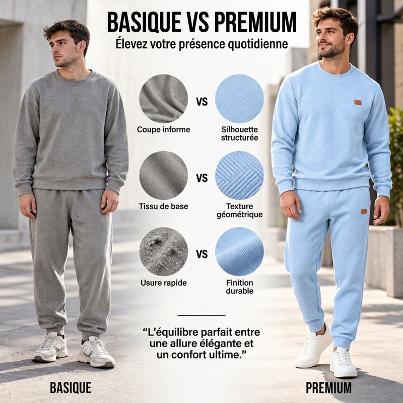 Ensemble de sport décontracté pour hommes en jacquard texturé