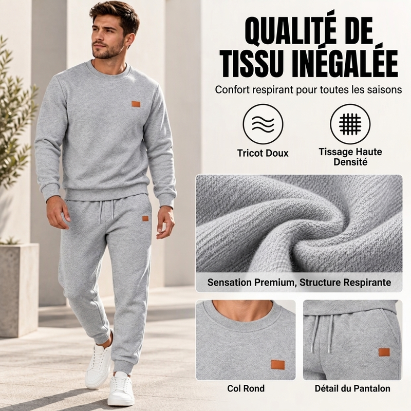 Ensemble de sport décontracté pour hommes en jacquard texturé